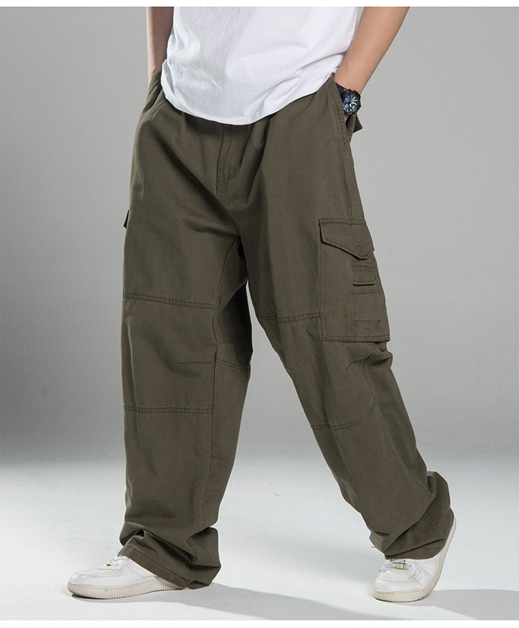Herren Oversized Cargo-Hose mit weitem Bein, Mehrfach-Taschen und verstärkten Nähten Drune