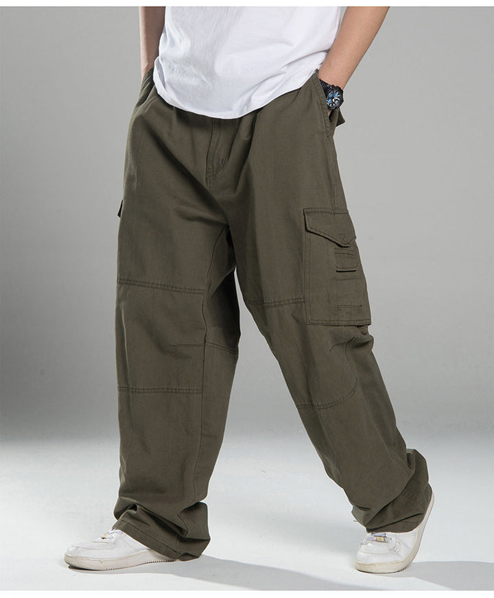 Herren Oversized Cargo-Hose mit weitem Bein, Mehrfach-Taschen und verstärkten Nähten Drune