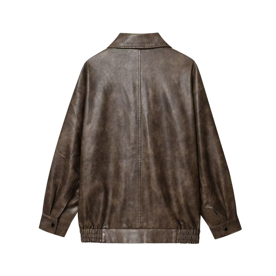 Damen elegante Kunstlederjacke Drune