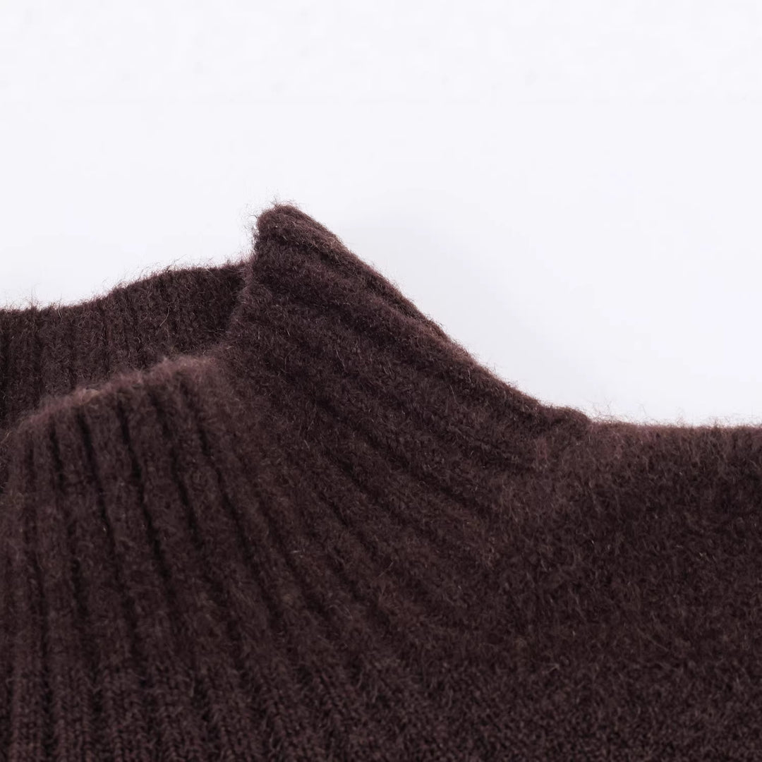 Damen Oversized Strickkleid mit Rollkragen und Ballonärmeln Drune