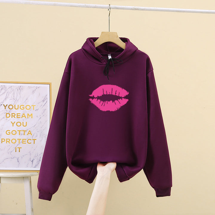 Damen Hoodie mit auffälligem Lippenmotiv Drune