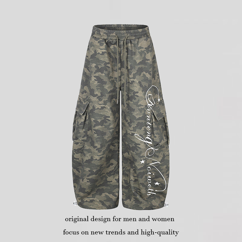 Damen Weite Cargopalazzo-Hose mit Tunnelzugbund, verstellbarem Saum und Cargo‑Taschen Drune