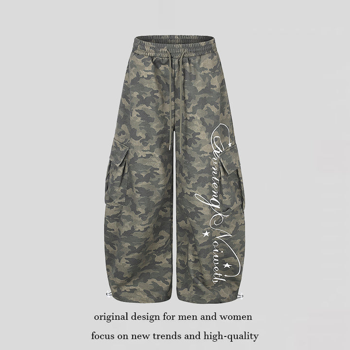 Damen Weite Cargopalazzo-Hose mit Tunnelzugbund, verstellbarem Saum und Cargo‑Taschen Drune