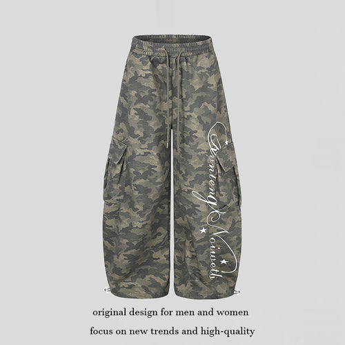 Damen Weite Cargopalazzo-Hose mit Tunnelzugbund, verstellbarem Saum und Cargo‑Taschen Drune