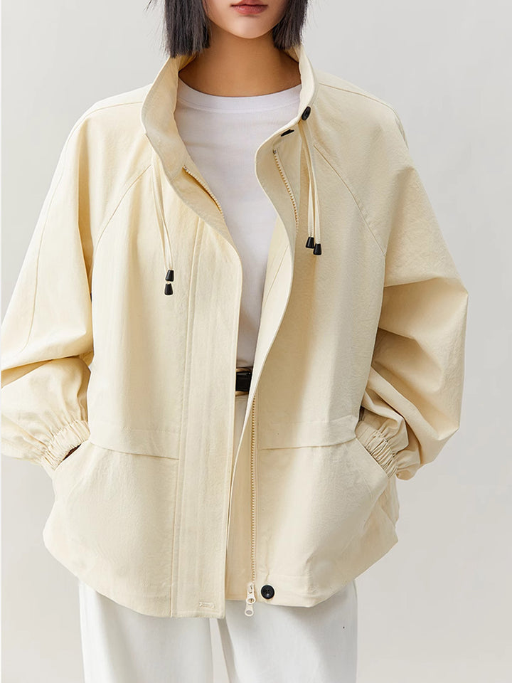 Damen lässige Übergangsjacke mit hohem Kragen Drune