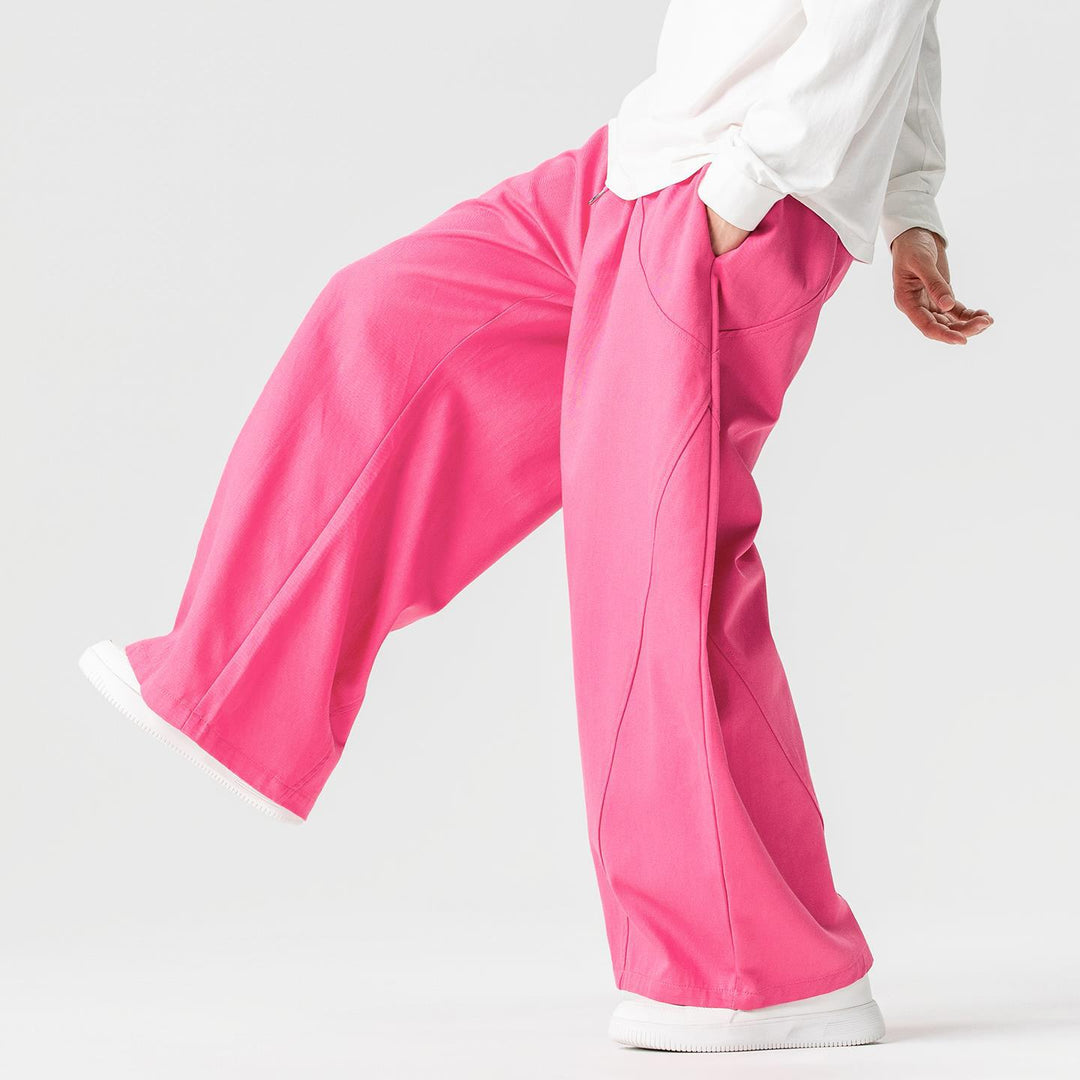 Herren Weite Lounge‑Hose im Palazzo‑Cut aus Baumwollmix mit Tunnelzug und Eingrifftaschen Drune