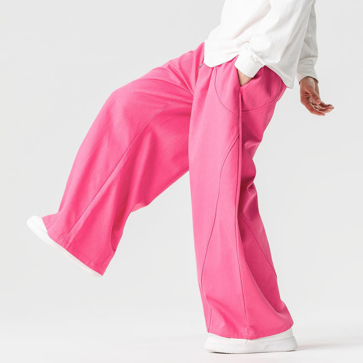 Herren Weite Lounge‑Hose im Palazzo‑Cut aus Baumwollmix mit Tunnelzug und Eingrifftaschen Drune