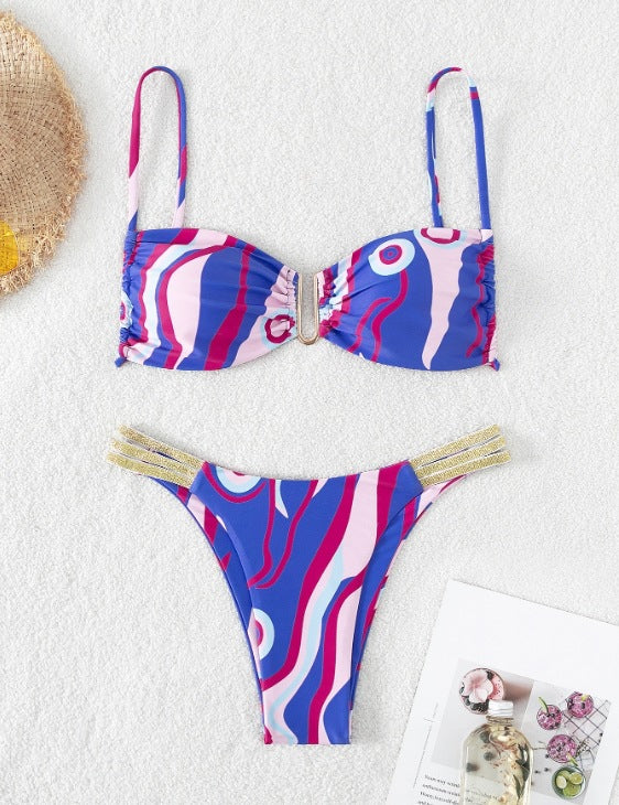 Damen Bikini mit auffälligem Wellendesign Drune