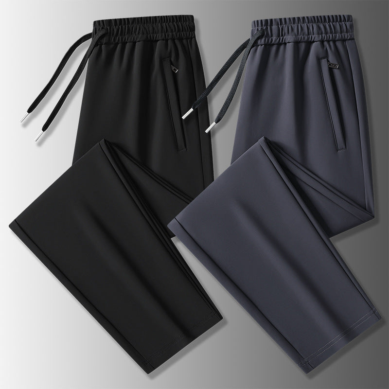 Herren elastische Freizeithose mit Tunnelzug, geradem Bein und verdeckten Reißverschlusstaschen Drune