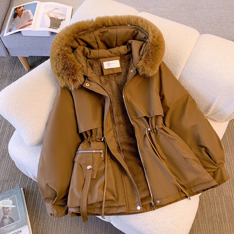 Damen gesteppte Übergangsjacke mit abnehmbarem Fleece-Innenfutter und eleganter Kapuze Drune
