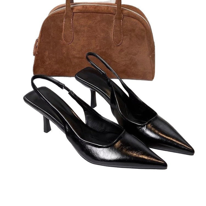 Damen Slingback-Pumps mit spitz zulaufender Silhouette und schimmernder Oberflächenstruktur Drune