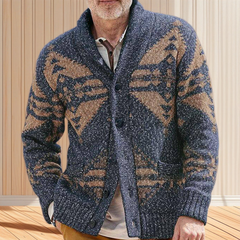 Herren Strickjacke mit kunstvollem Muster und praktischen Taschen Drune