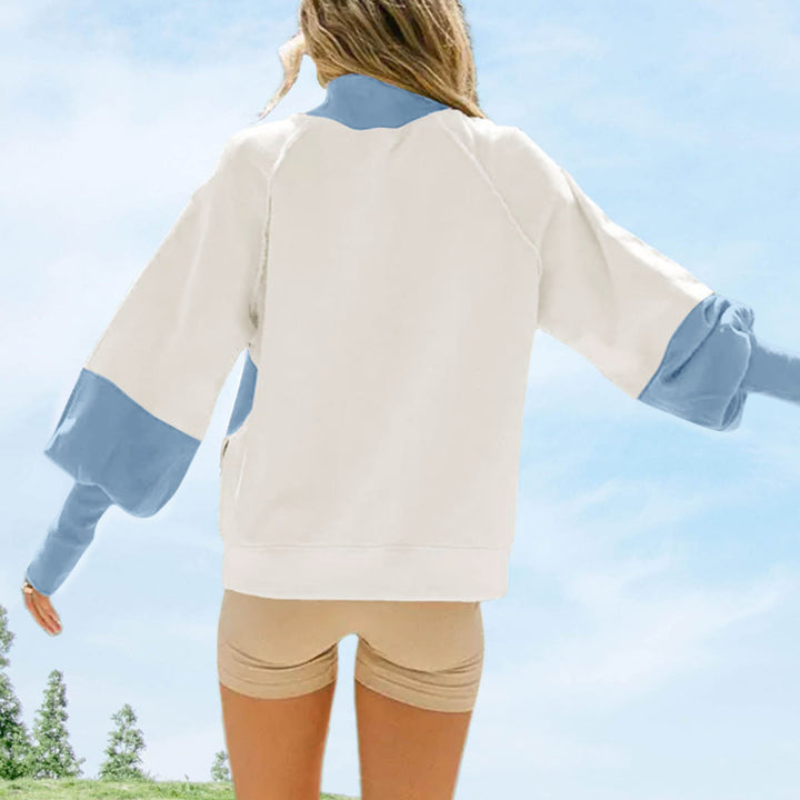 Damen nan lässiges Oversize Sweatshirt mit hohem Rollkragen, Raglanärmeln und Giraffen-Print Drune