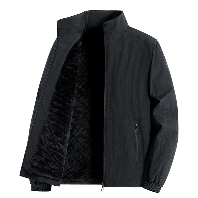 Herren ultraleichte atmungsaktive Freizeitjacke mit Mesh-Innenfutter Stehkragen und Reißverschlusstaschen Drune