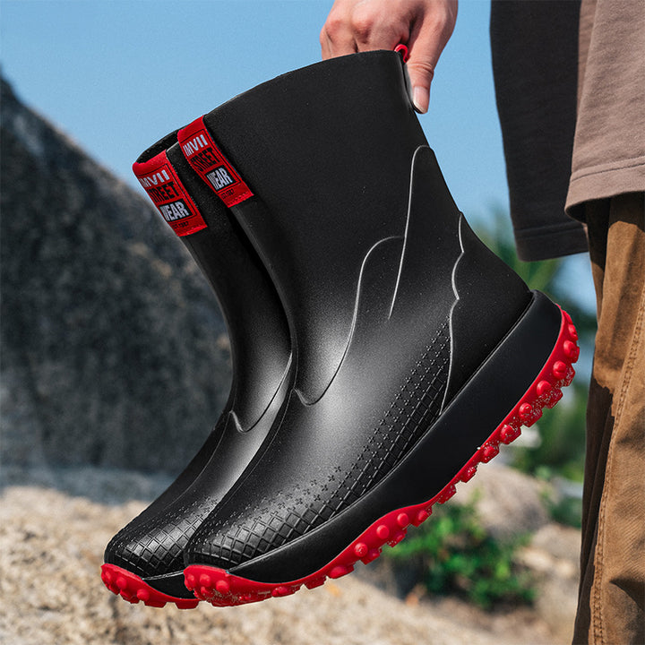 Unisex Wasserdichte Kurzschaft-Outdoor-Gummistiefel mit profilierter Noppenlaufsohle Drune