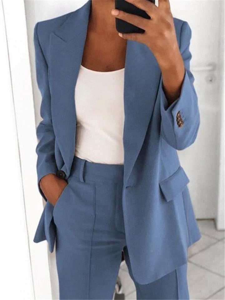 Damen nan Business-Blazer-Set mit strukturierter Oversize-Silhouette, Reverskragen und Bundfaltenhose Drune