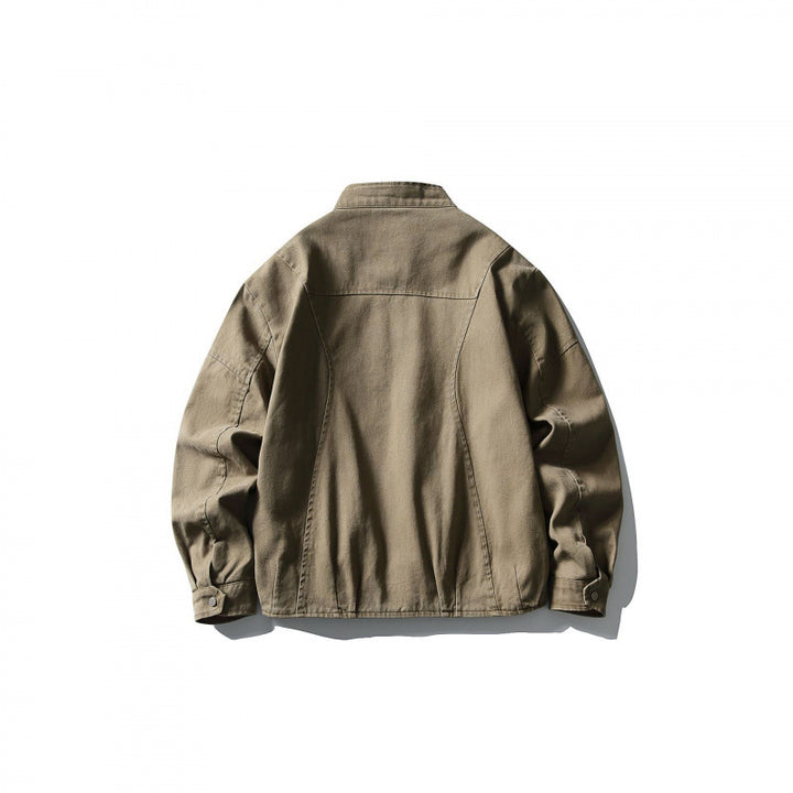 Herren Leichte Worker-Jacke aus Stonewashed-Baumwollmix mit Stehkragen Drune