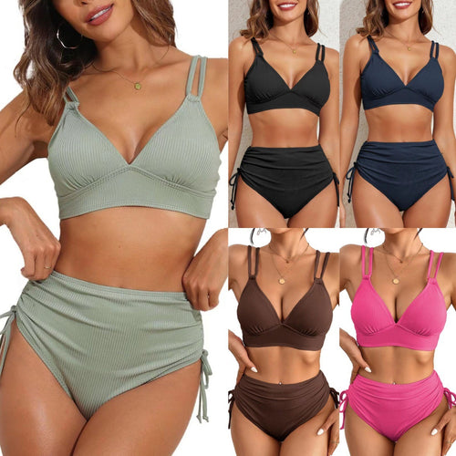 Damen Hochgeschnittener Bikini mit raffinierten Rüschendetails Drune