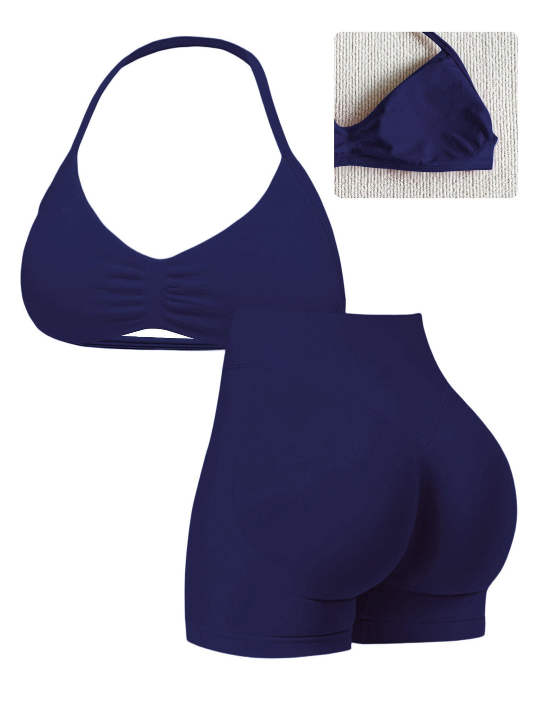 Damen Sport-Bikini-Oberteil mit hoch geschnittenen Shorts und nahtlosem Design Drune