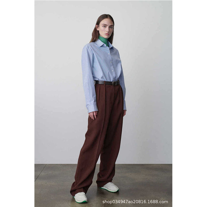 Damen Gestreifte Hemdbluse im modernen Oversize-Schnitt Drune