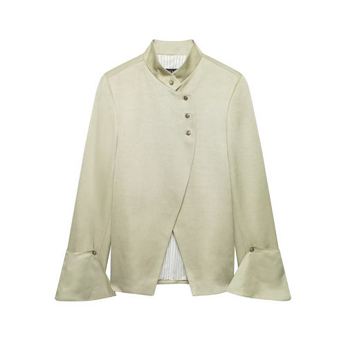 Damen Asymmetrische Jacke mit Stehkragen und Glockenärmeln Drune