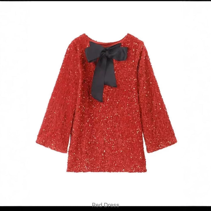 Damen Glamouröses Mini-Kleid mit glitzernden Pailletten und eleganten Puffärmeln Drune