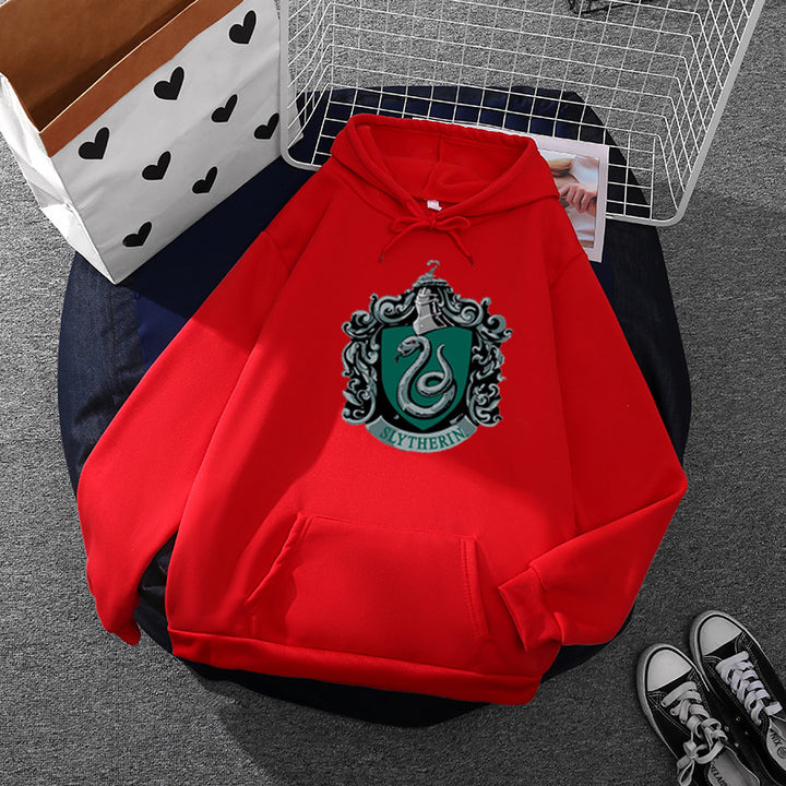 Damen nan gemütlicher Kapuzenpullover im Oversize-Cut mit heraldischem Schlangenwappen und weichem Fleece-Innenfutter Drune