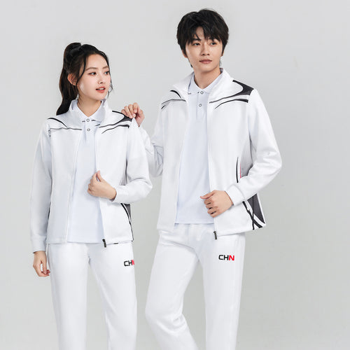 Unisex Athletisches Trainingsset mit Reißverschlussjacke und Streifen-Jogginghose Drune