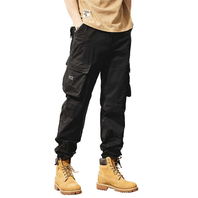 Herren Funktionale Cargo-Arbeitshose mit Kniepasse, Mehrfach‑Klappentaschen und Relaxed‑Straight‑Schnitt Drune