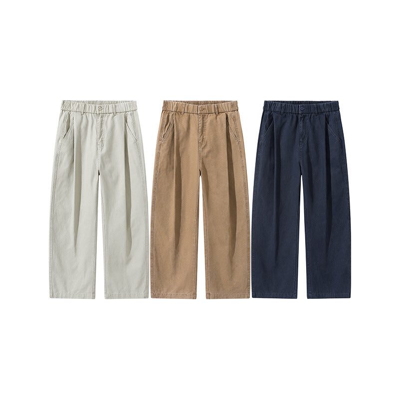 Damen Bundfalten-Hose mit elastischem Taillenbund und weitem Bein Drune