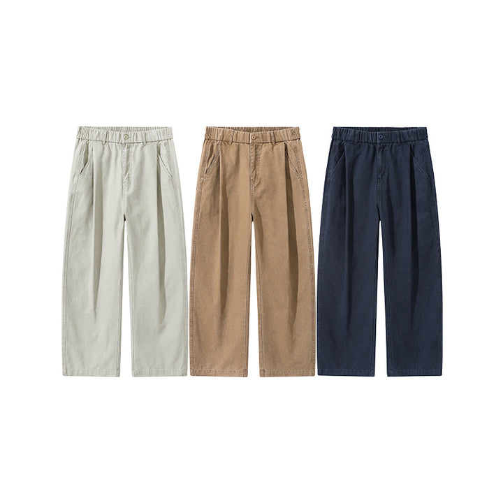 Damen Bundfalten-Hose mit elastischem Taillenbund und weitem Bein Drune