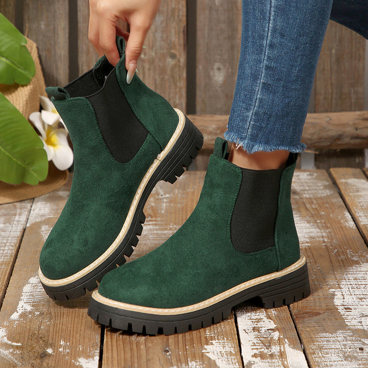 Damen nan Chelsea-Boots mit profilierter Traktorsohle und elastischen Seiteneinsätzen Drune