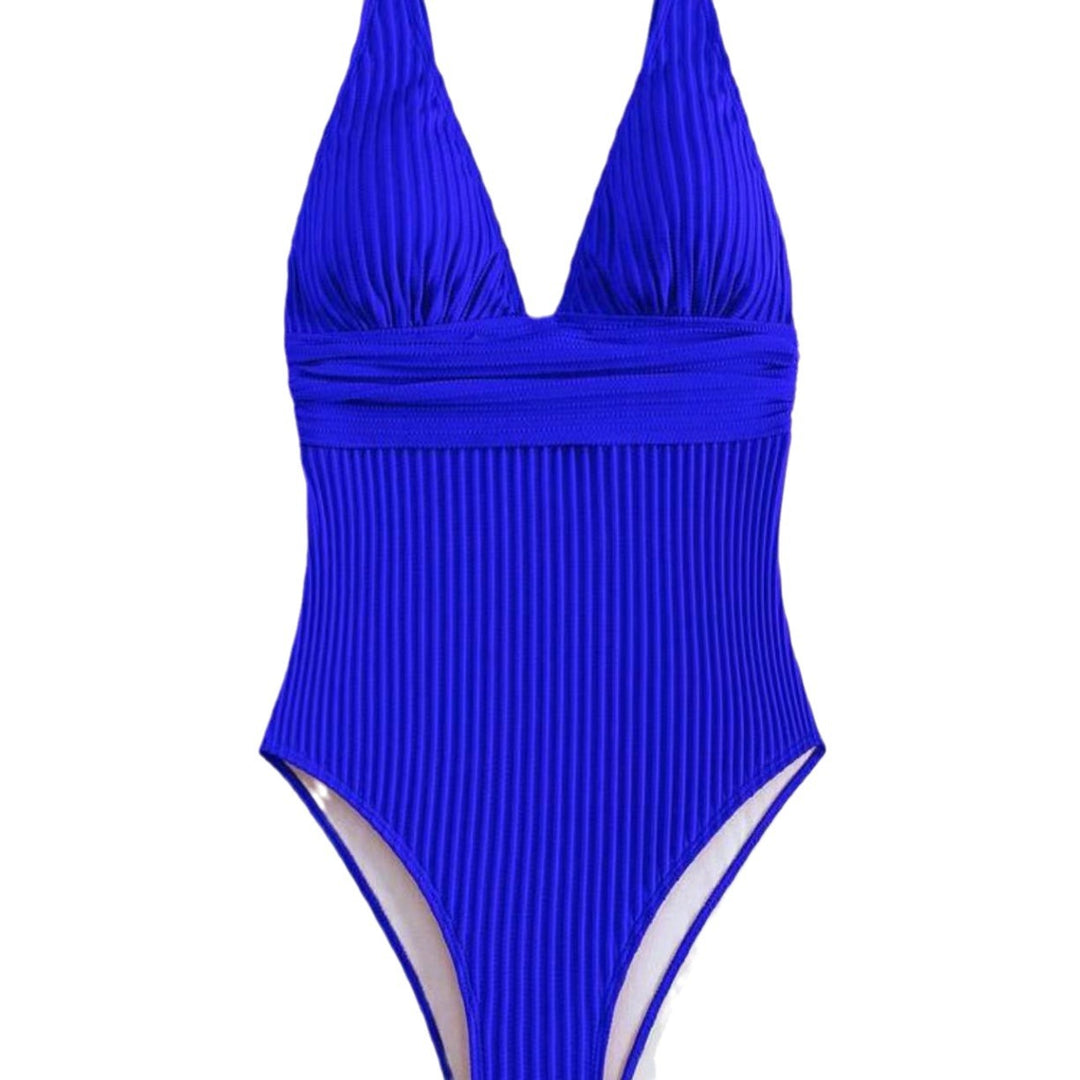 Damen Hochgeschnittener Badeanzug mit strukturiertem Rippdesign Drune