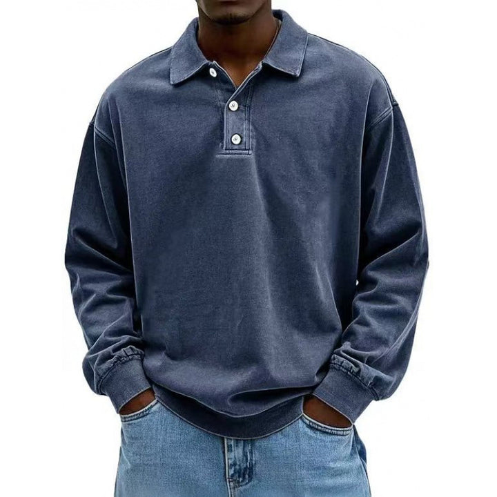 Herren Oversize Langarm Polo aus Baumwollmix Drune