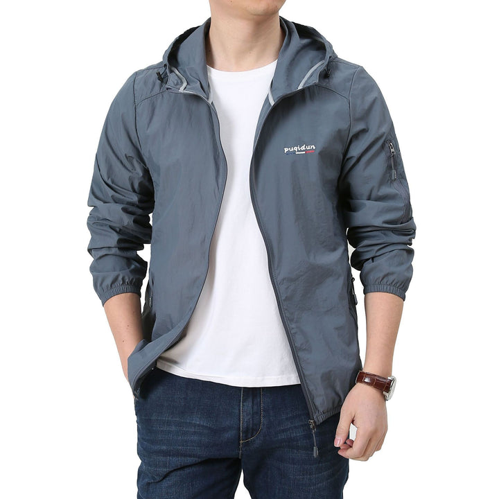 Herren Leichte Windbreaker-Jacke mit verstellbarer Kapuze Drune 1787797828