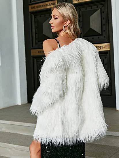 Damen Extravagante Kunstfelljacke mit flauschiger Textur Drune