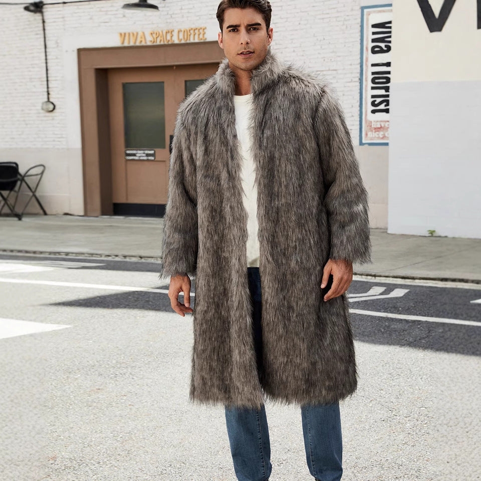 Herren Luxuriöser Kunstpelz-Mantel mit voluminösen Ärmeln Drune
