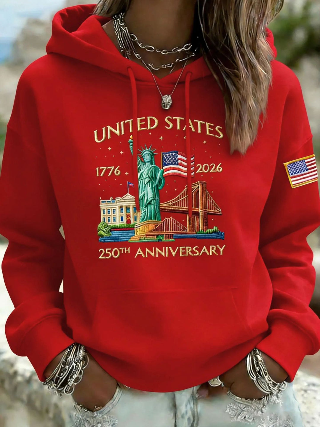 Damen Kreativer Kapuzenpullover mit einzigartigem Statuesque-Motiv Drune