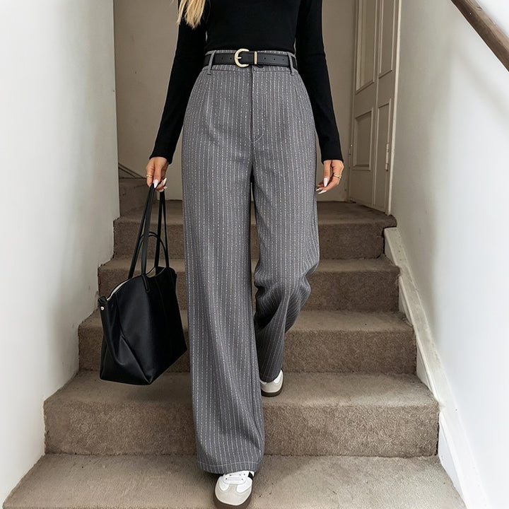 Damen Hochtaillierte Stoffhose mit Nadelstreifen Drune