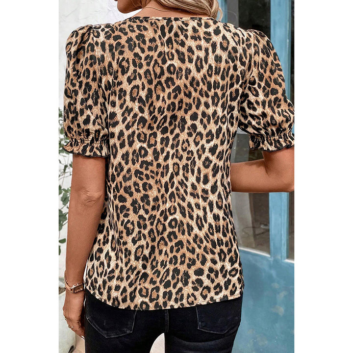 Damen Bluse mit modischem Leopardenmuster und verspielten Rüschendetails Drune