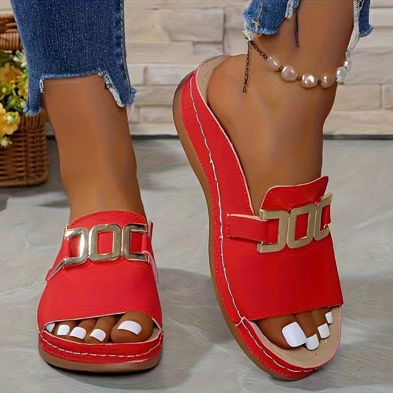 Damen elegante Zehentrenner-Sandalen mit dekorativem Schmuckdetail Drune