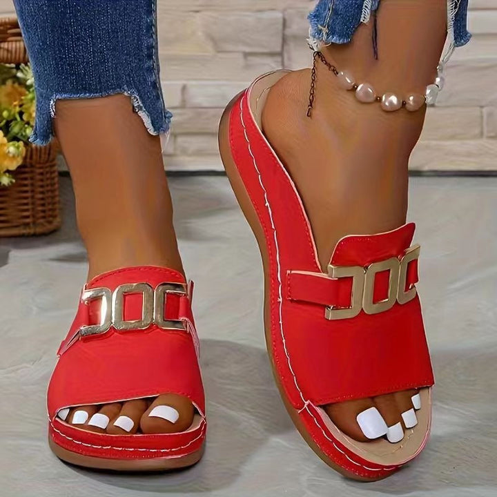 Damen elegante Zehentrenner-Sandalen mit dekorativem Schmuckdetail Drune