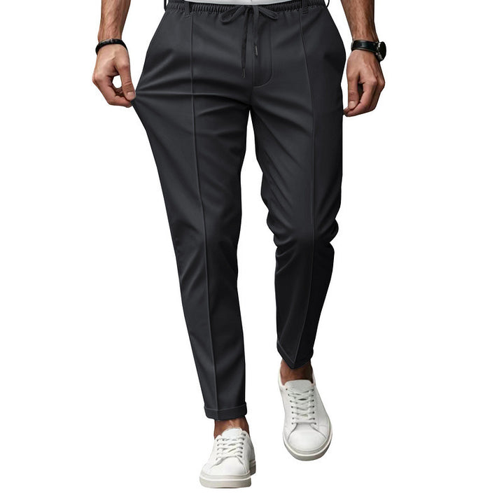 Herren nan tapered Freizeithose mit Bundfalten und elastischem Kordelzug Drune