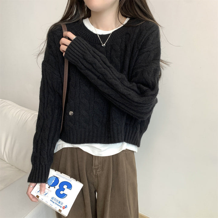 Damen Grobstrickpullover mit lässigem Schnitt und Zopfmuster Drune