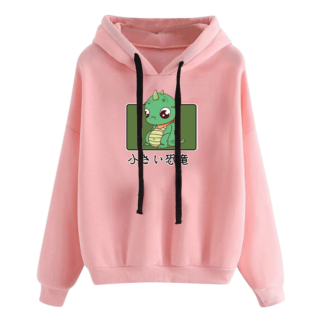 Damen nan kurz geschnittener Cropped-Kapuzenpullover mit niedlicher Frosch-Illustration und verstellbarer Kapuze Drune