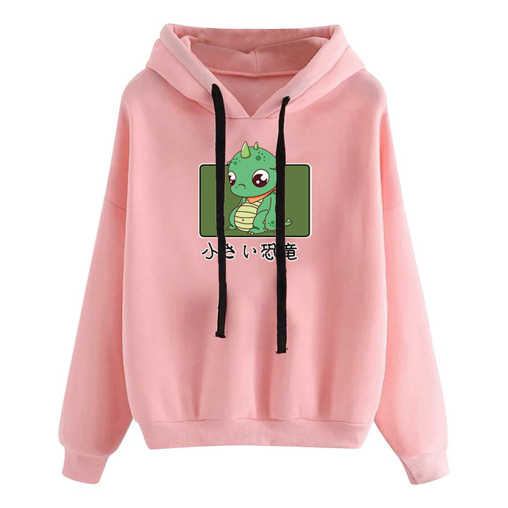 Damen nan kurz geschnittener Cropped-Kapuzenpullover mit niedlicher Frosch-Illustration und verstellbarer Kapuze Drune