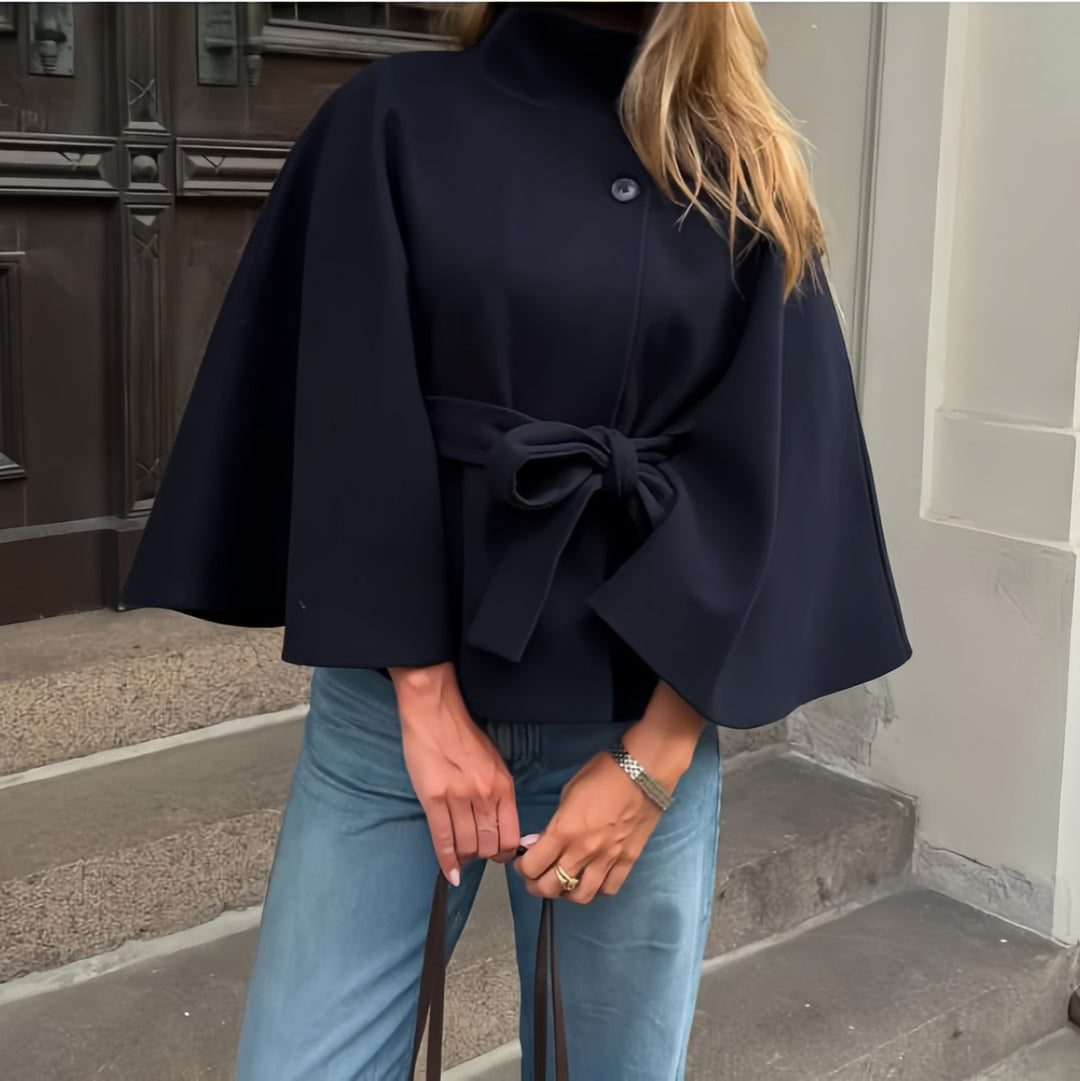 Damen elegante Wickeljacke mit Taillengürtel Drune