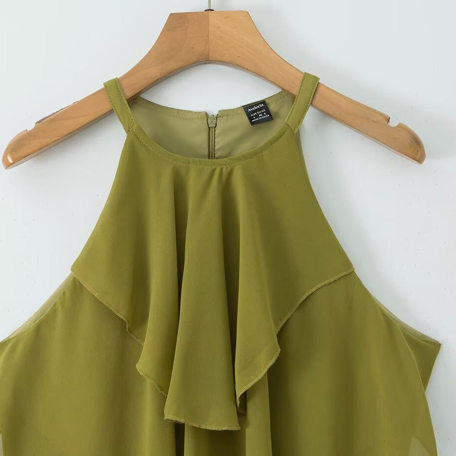 Damen Maxikleid mit schwingenden Volants Drune