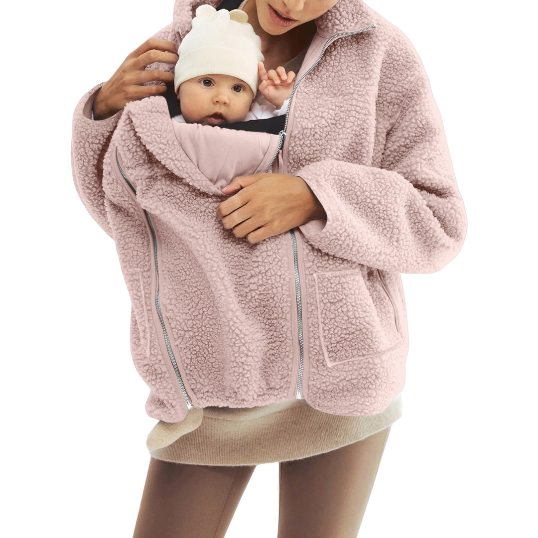 Damen nan oversized Teddyfleece Jacke mit Stehkragen und durchgehendem Reißverschluss Drune