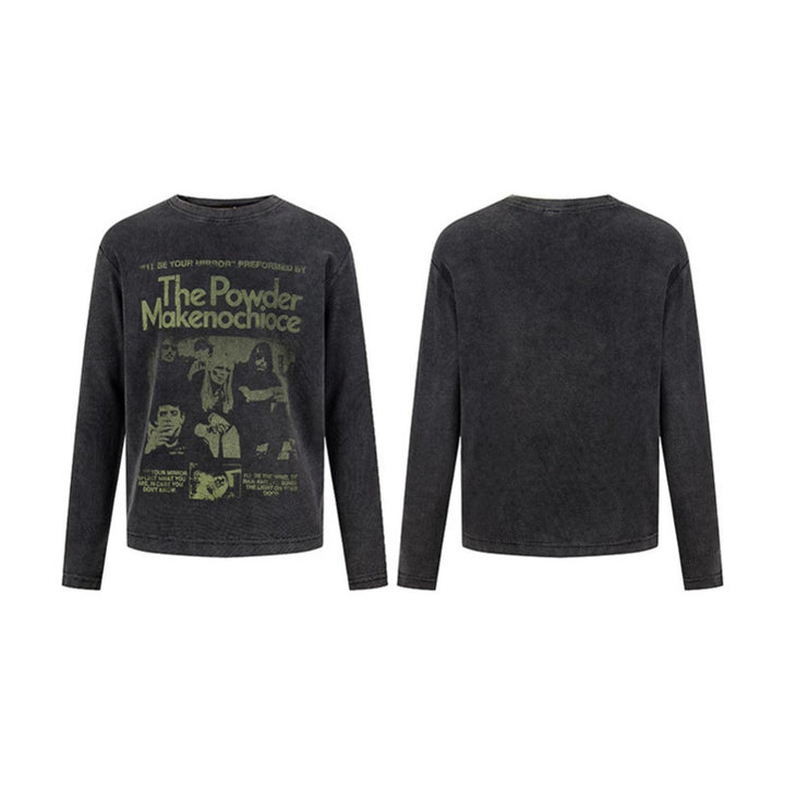 Damen Vintage-Grafik-Sweatshirt mit Used-Waschung, Rundhalsausschnitt und Relaxed-Fit Drune
